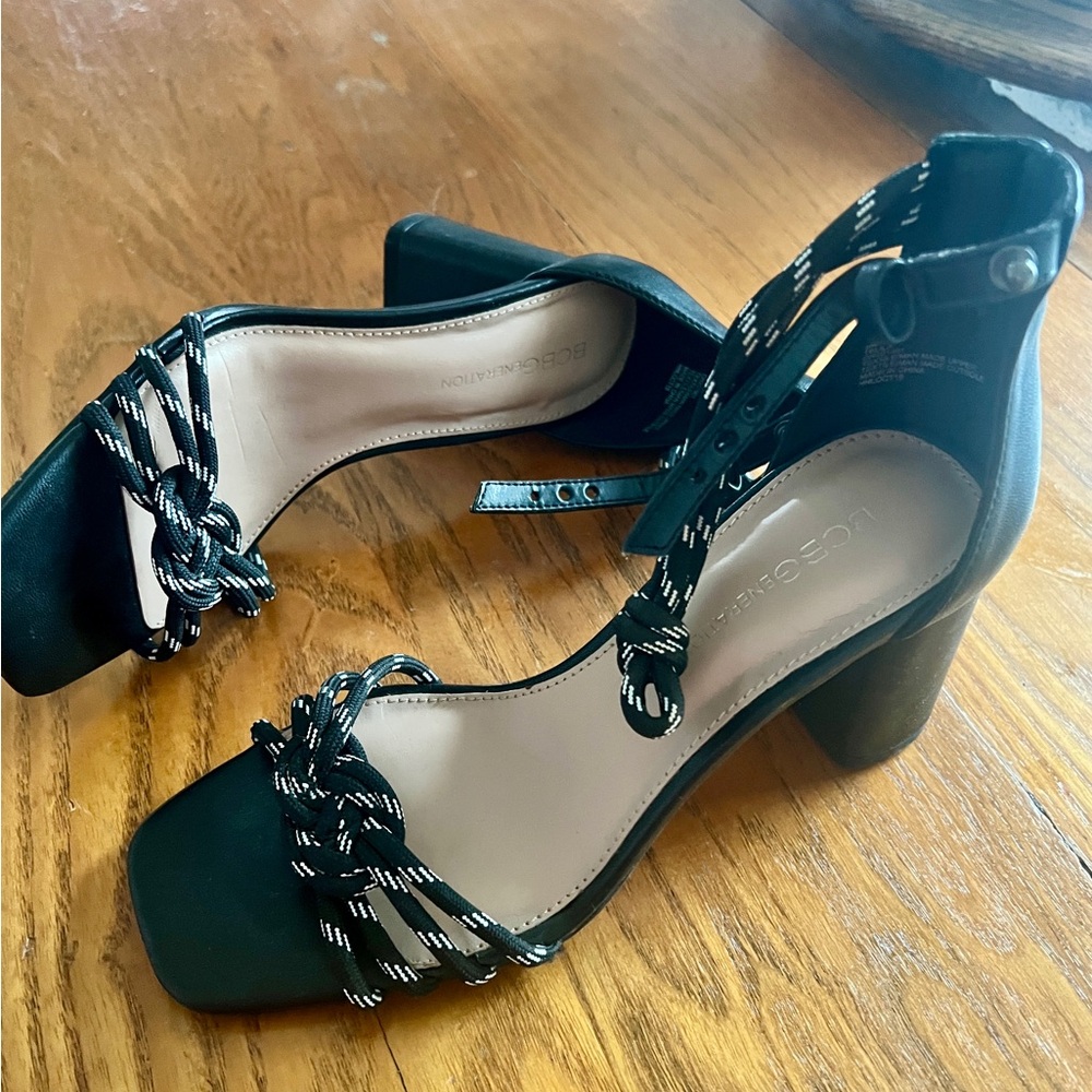 BCBGeneration Black Block Heel Sandals